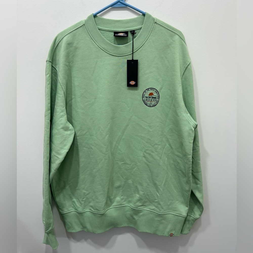 Dickies Sweatshirt Men’s Large Green NWT Logo Oversized Pullover Crewneck Cotton